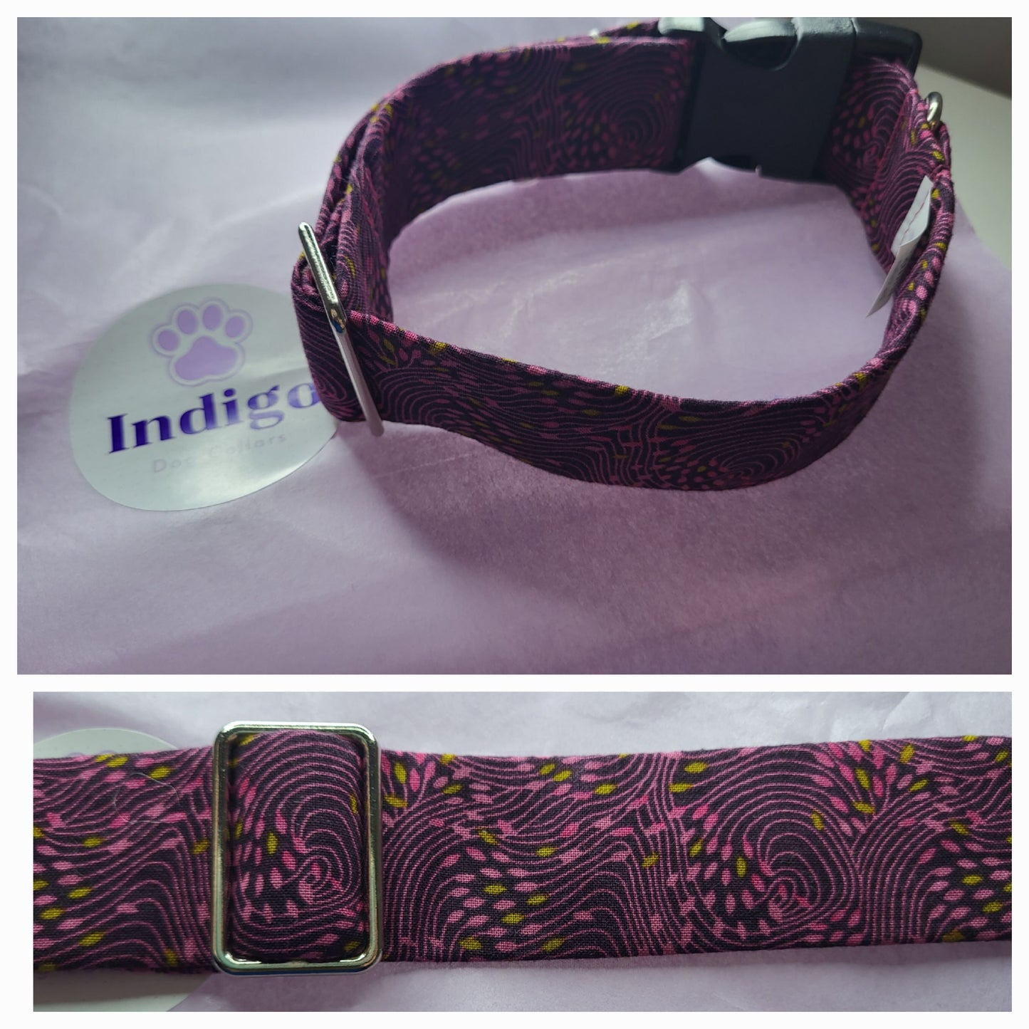 purple and pink swirl collar