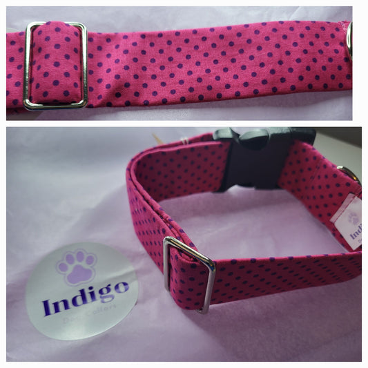 pink and purple polkadots collar