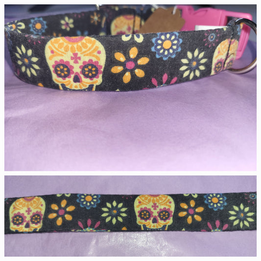 black collar with sugarskulls