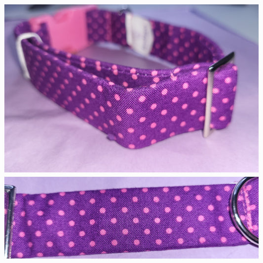 purple collar with pink polkadots