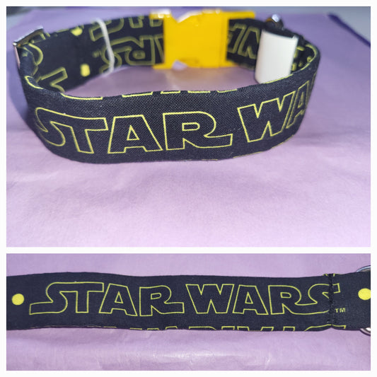 black and yellow star wars logo collar