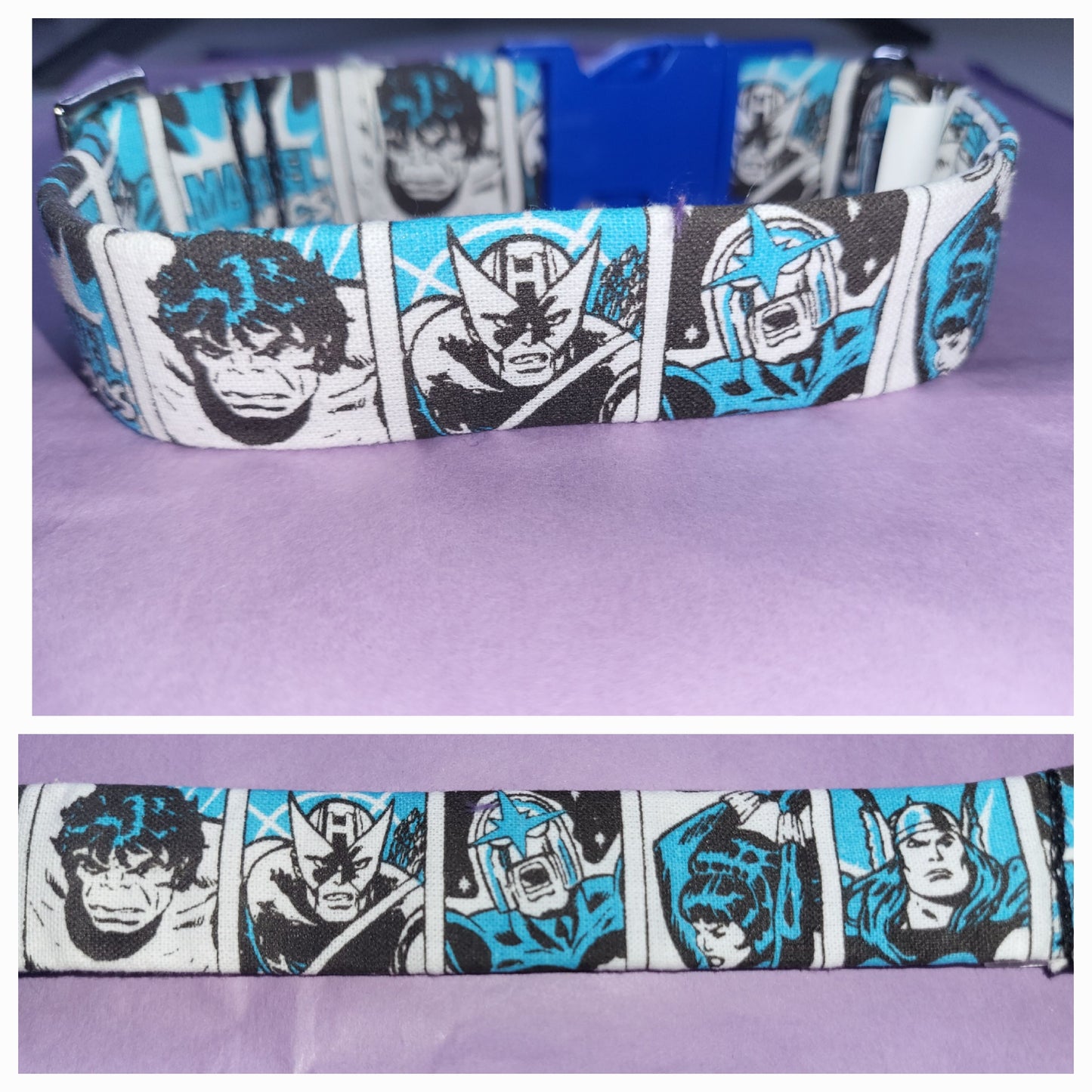 blue comic strip collar