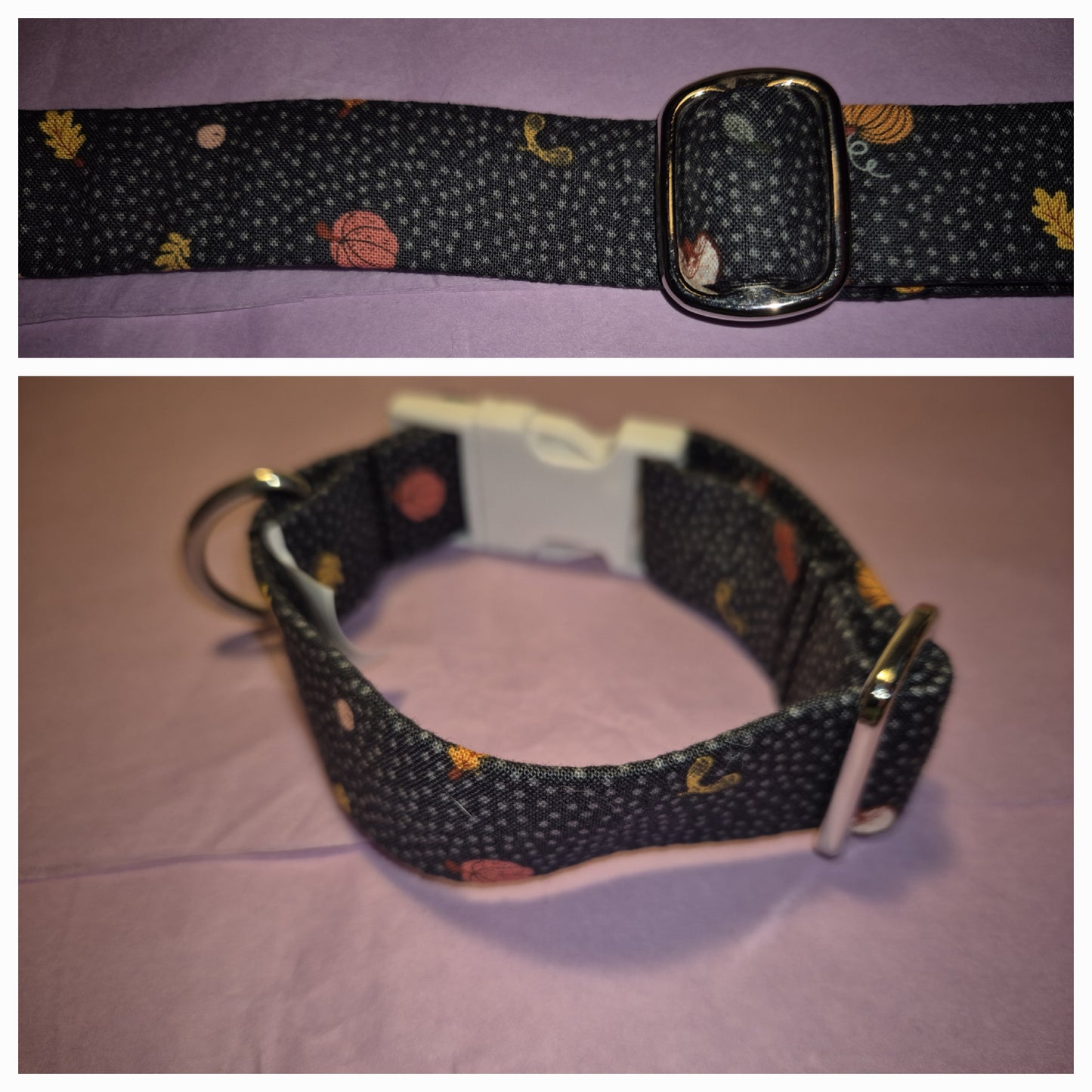 Black collar with autumnal pattern